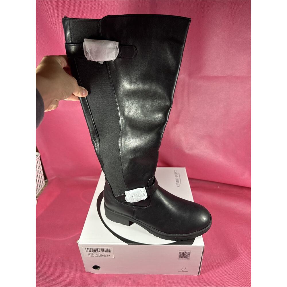 Centro Point Flat Stretch Riding Boot Black Boots Size 7.5 New
